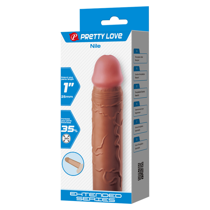 Pretty Love - Nile - Verlengde Penis Sleeve - 25mm - Bruin-Erotiekvoordeel.nl