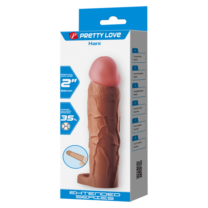 Pretty Love - Hani - Verlengende Penis Sleeve met Cockring - 50mm - Bruin-Erotiekvoordeel.nl