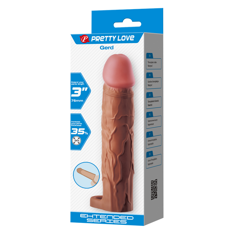 Pretty Love - Gerd - Cockring met verlengde Penis Sleeve - 75mm - Bruin-Erotiekvoordeel.nl