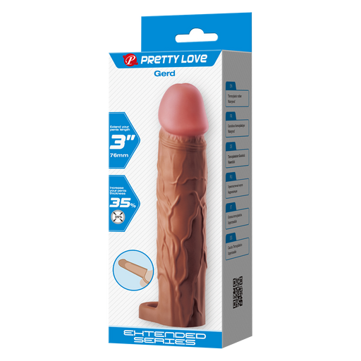 Pretty Love - Gerd - Cockring met verlengde Penis Sleeve - 75mm - Bruin-Erotiekvoordeel.nl