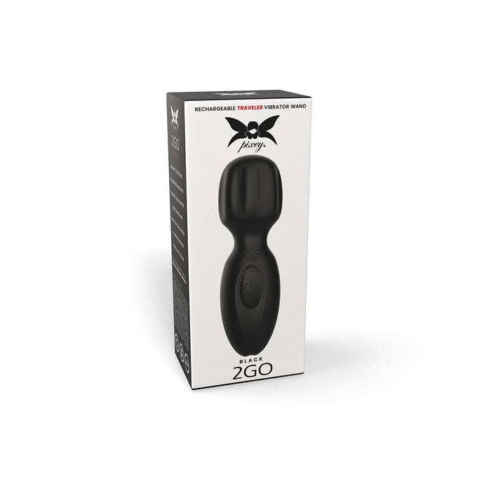 Pixey 2GO - Mini Wand Vibrator - Zwart-Erotiekvoordeel.nl