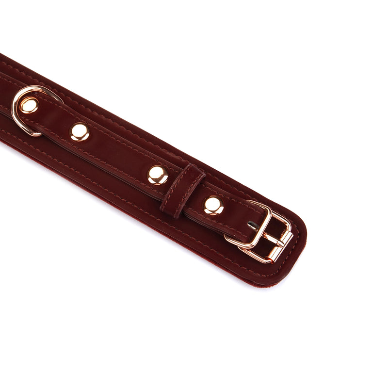 Liebe Seele - Metallic Shade Red - Vegan PU Lederen Collar - Rood/Rosé Goud