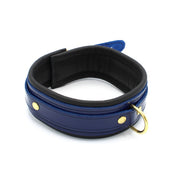 Kiotos - Collar Leder - Blauw/Zwart - Gouden Hardware-Erotiekvoordeel.nl