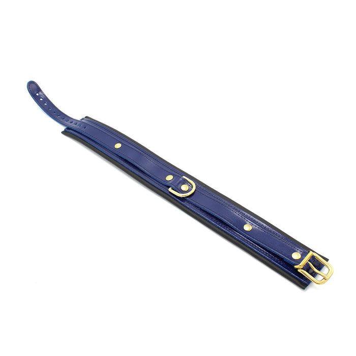 Kiotos - Collar Leder - Blauw/Zwart - Gouden Hardware-Erotiekvoordeel.nl