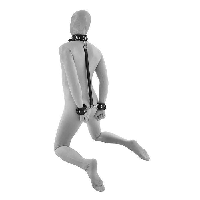 Kiotos - Spreader bar met lederen handboeien en collar-Erotiekvoordeel.nl