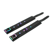 Kiotos - Premium Lederen Enkelboeien - Metalen Hardware in Unicorn Kleuren - Zwart/Rainbow-Erotiekvoordeel.nl