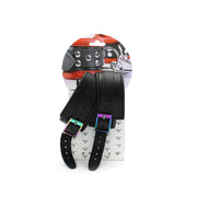 Kiotos - Premium Lederen Enkelboeien - Metalen Hardware in Unicorn Kleuren - Zwart/Rainbow-Erotiekvoordeel.nl