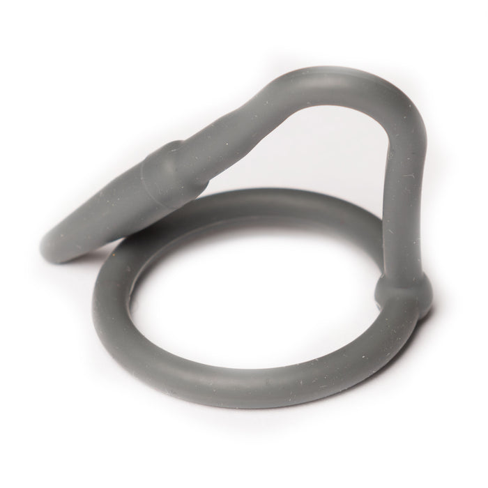 Sport Fucker - Siliconen Cockring Met Penisplug - Grijs-Erotiekvoordeel.nl