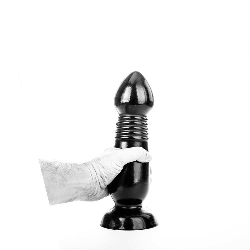 All Black - Grote Anaal Dildo met Ribbels - 27.5 x 7.7 cm - Zwart-Erotiekvoordeel.nl