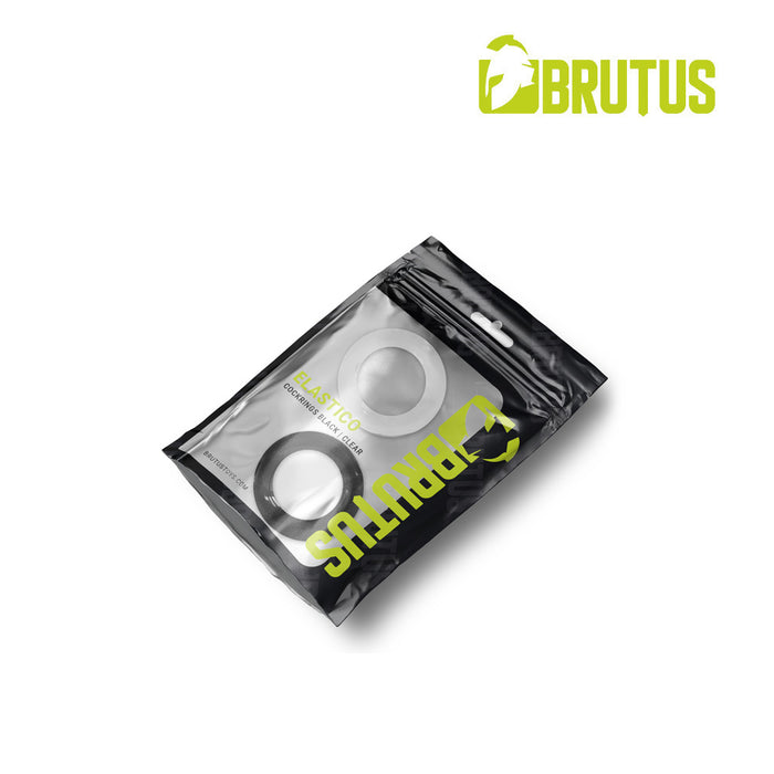 Brutus - Elastico - Rekbare Cockringen Set - Transparant/Zwart-Erotiekvoordeel.nl