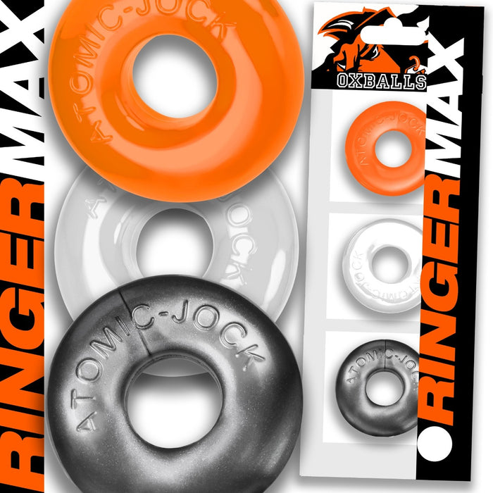 Oxballs - Ringer MAX - Cockring - 3 stuks - Transparant/Metallic/Oranje-Erotiekvoordeel.nl