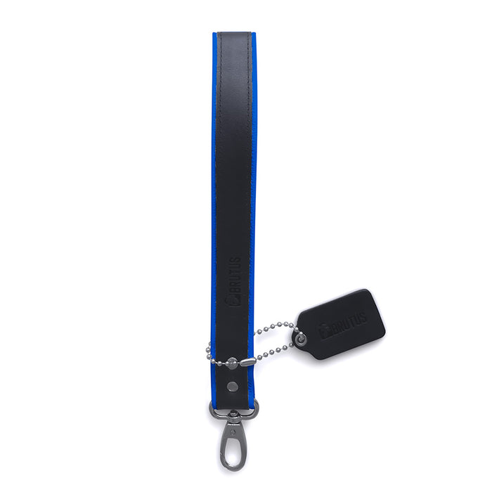 Brutus - Korte Lederen Bondage Leash - Zwart/Blauw-Erotiekvoordeel.nl