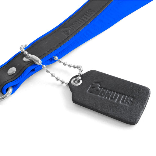 Brutus - Korte Lederen Bondage Leash - Zwart/Blauw-Erotiekvoordeel.nl