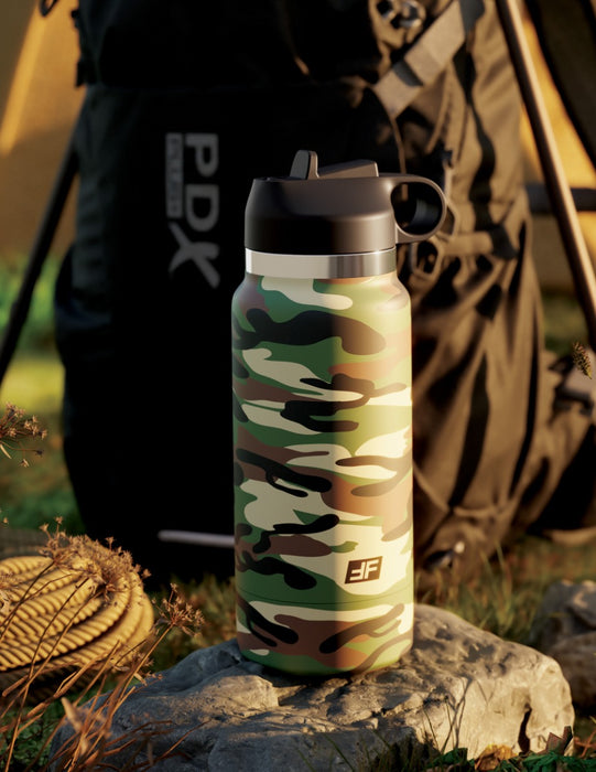 Pipedream - PDX Plus Fap Flask - Happy Camper Discreet Stroker - Frosted/Camouflage-Erotiekvoordeel.nl