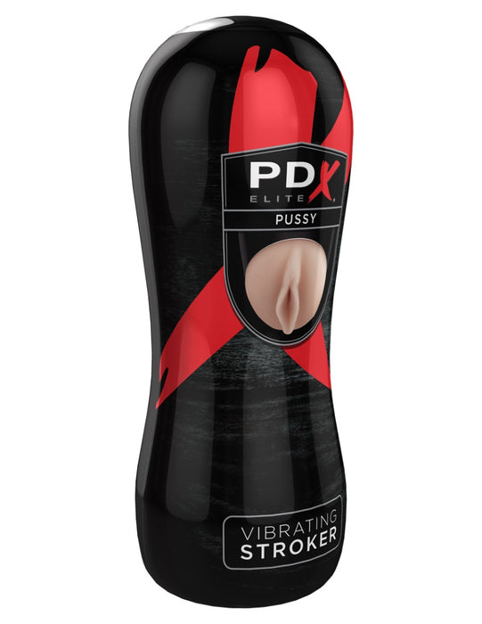 Pipedream - PDX Elite Vibrerende Pussy Stroker - Lichte Huidskleur/Zwart-Erotiekvoordeel.nl