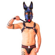 Brutus Vegan Korte Puppy Leash - Zwart/Blauw-Erotiekvoordeel.nl