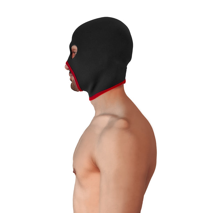 Brutus - Neoprene Face Fucker Hood - Met Oogopeningen - Zwart/Rood-Erotiekvoordeel.nl