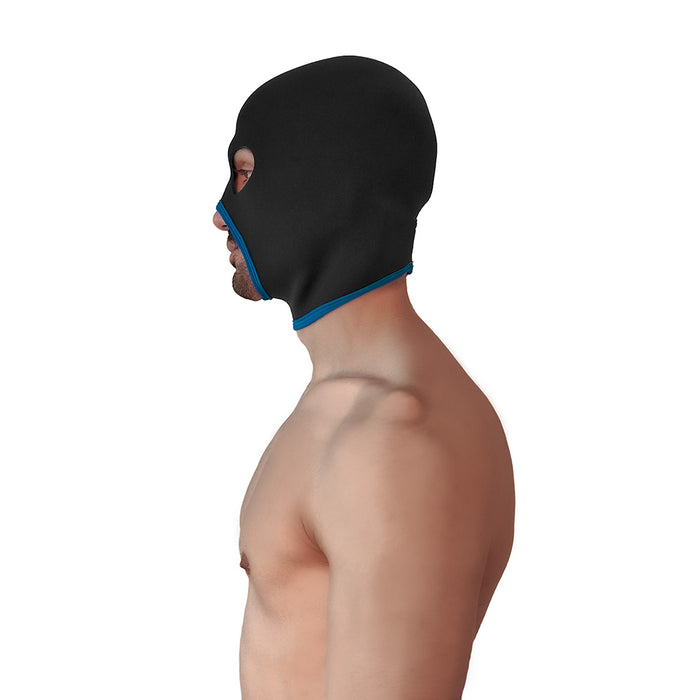 Brutus - Neoprene Face Fucker Hood - Met Oogopeningen - Zwart/Blauw-Erotiekvoordeel.nl