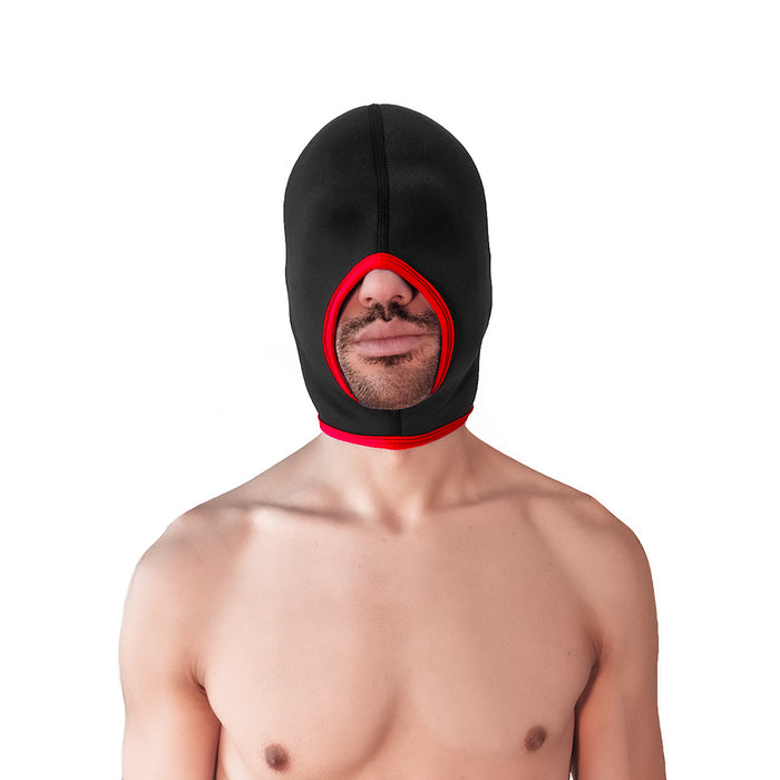 Brutus - Neoprene Blind Face Fucker Hood - Zonder Oogopeningen - Zwart/Rood-Erotiekvoordeel.nl