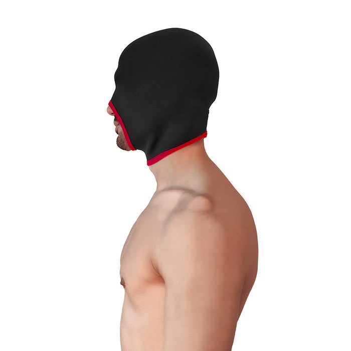 Brutus - Neoprene Blind Face Fucker Hood - Zonder Oogopeningen - Zwart/Rood-Erotiekvoordeel.nl