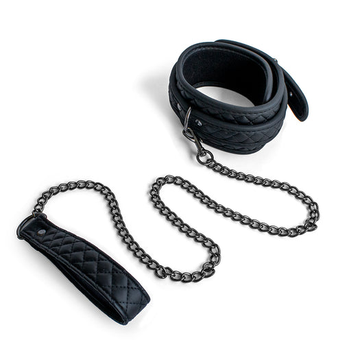 SODORRA Vegan + Neo Collar met Leash - Kunstleer - Zwart-Erotiekvoordeel.nl