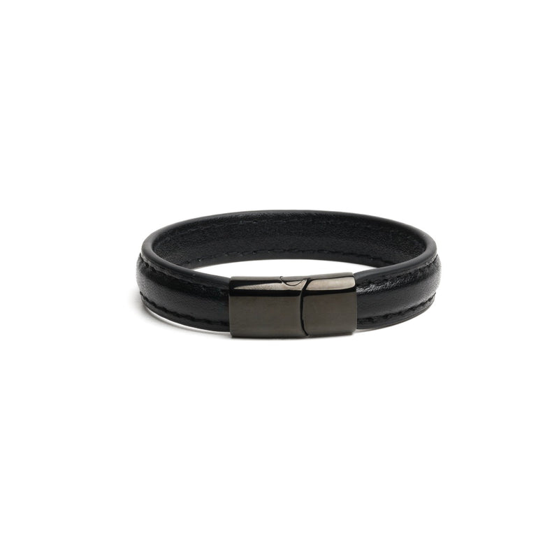 665 - Lederen Armband en Cockring - 2 in 1 - Zwarte Magnetische Sluiting-Erotiekvoordeel.nl