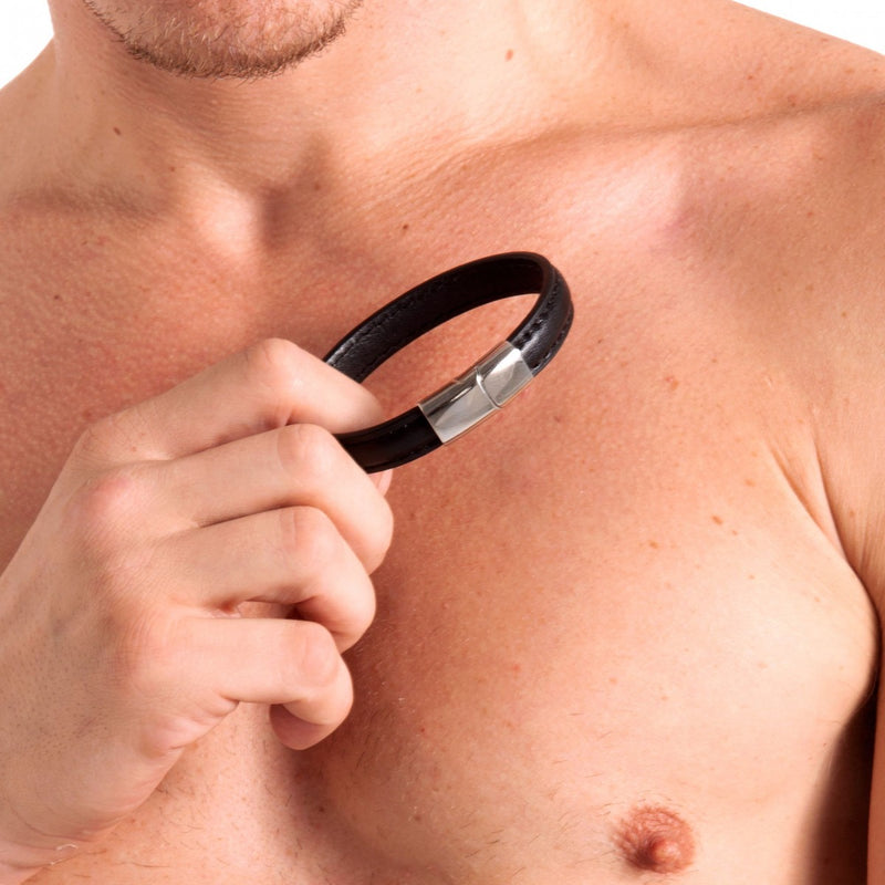 665 - Lederen Armband en Cockring - 2 in 1 - Magnetische Sluiting-Erotiekvoordeel.nl