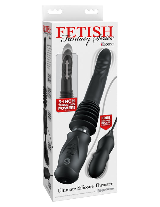 Pipedream - Fetish Fantasy - Ultimate Silicone Thruster - Stotende Vibrator met Handvat - Zwart-Erotiekvoordeel.nl