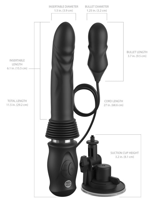 Pipedream - Fetish Fantasy - Ultimate Silicone Thruster - Stotende Vibrator met Handvat - Zwart-Erotiekvoordeel.nl