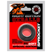 Oxballs - Sprocket Cockring - Night Edition - Siliconen/TPR - Zwart-Erotiekvoordeel.nl