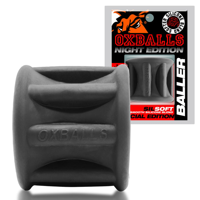 Sport Fucker - Baller - Cockring en Ballstretcher - Night Edition - Siliconen/TPR - Zwart-Erotiekvoordeel.nl