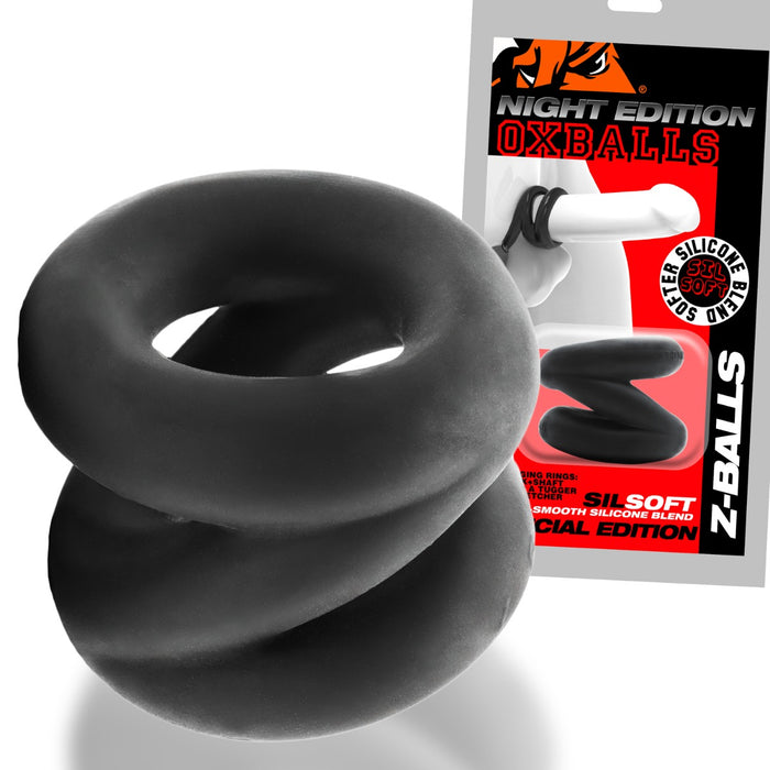 Oxballs - Z-Balls Ballstretcher - Night Edition - Siliconen/TPR - Zwart-Erotiekvoordeel.nl