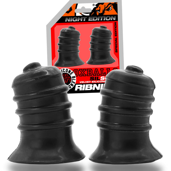 Oxballs - Ribnips - Tepelzuigers - Night Edition - Siliconen/TPR - Zwart-Erotiekvoordeel.nl