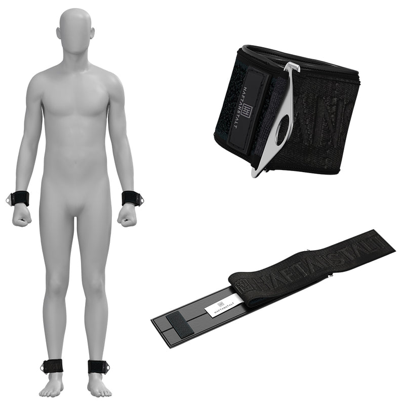 Haftanstalt - Verstelbare Neopreen Handboeien Set met Metalen Gesp - Zwart-Erotiekvoordeel.nl