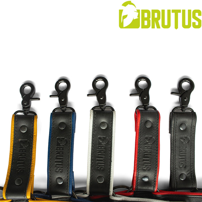 Brutus - Lederen Beenharnas - Verstelbaar- Zwart/Rood-Erotiekvoordeel.nl