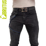 Brutus - Lederen Beenharnas - Verstelbaar- Zwart/Blauw-Erotiekvoordeel.nl