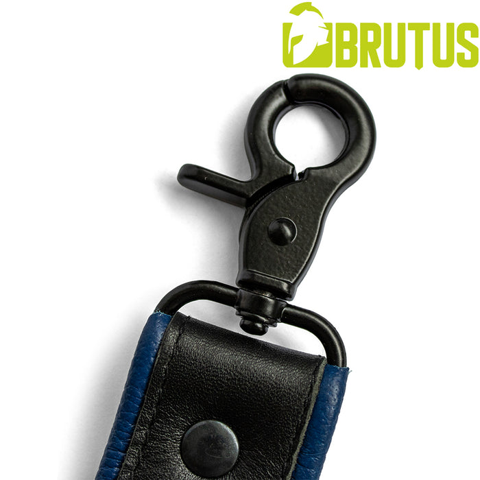 Brutus - Lederen Beenharnas - Verstelbaar- Zwart/Blauw-Erotiekvoordeel.nl