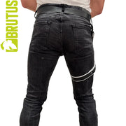 Brutus - Lederen Beenharnas - Verstelbaar- Zwart/Wit-Erotiekvoordeel.nl