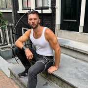 Brutus - Lederen Beenharnas - Verstelbaar- Zwart/Wit-Erotiekvoordeel.nl