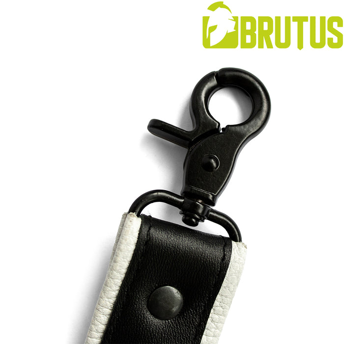 Brutus - Lederen Beenharnas - Verstelbaar- Zwart/Wit-Erotiekvoordeel.nl