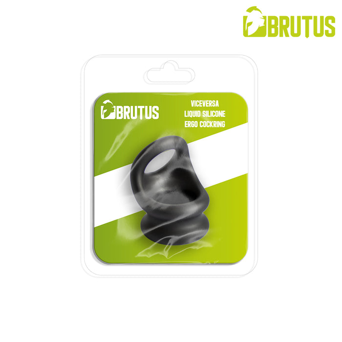 Brutus - Viceversa- Superzachte Siliconen Penis- en Scrotumring - Zwart-Erotiekvoordeel.nl