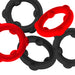 Oxballs - Gearheads - Spinner Cockringen Set - 5 stuks - Rood/Zwart-Erotiekvoordeel.nl