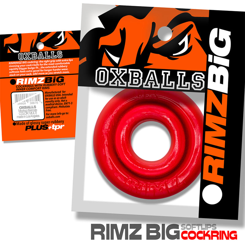 Oxballs - Rimz Big Softlips - Siliconen/TPR Cockring - Rood-Erotiekvoordeel.nl