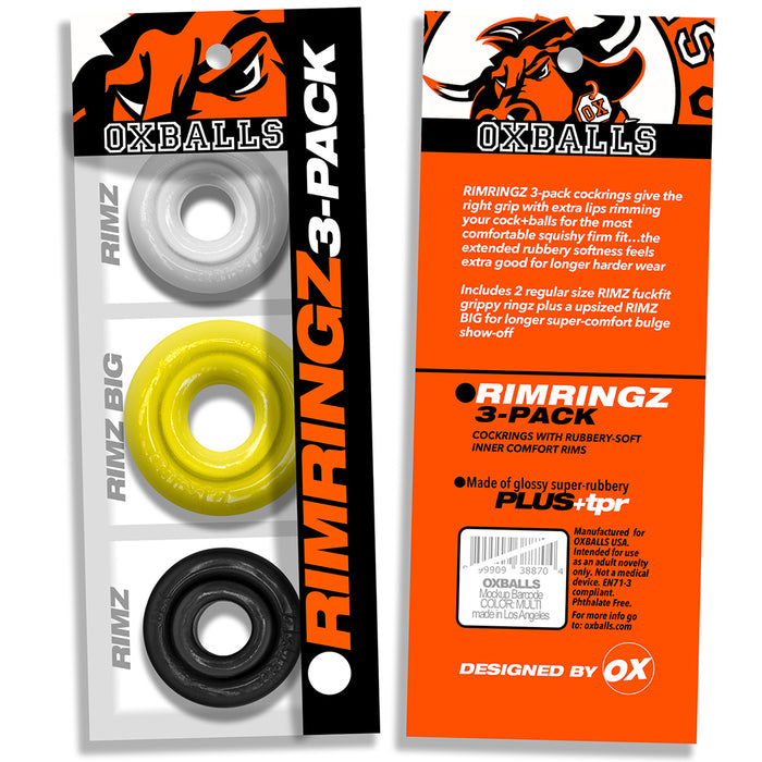 Oxballs - Rimringz - Multisize Pack 3 stuks - Shockwave - Geel/Transparant/Zwart-Erotiekvoordeel.nl