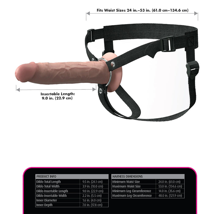 Pipedream - Fantasy X-Tensions - 9 Inch Silicone Hollow Strap-On-Erotiekvoordeel.nl