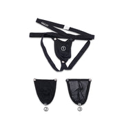 The Noblest - Jockstrap met 3 verwisselbare frontjes - Zwart-Erotiekvoordeel.nl