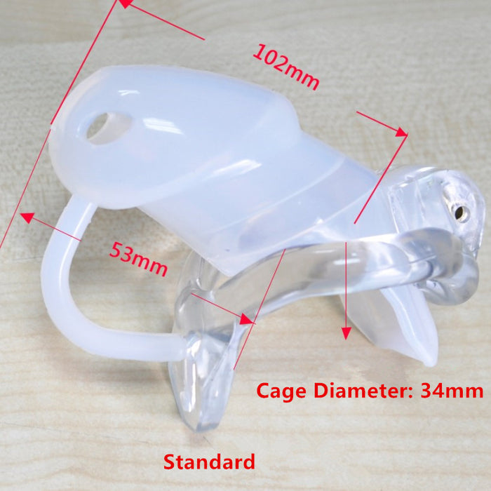 Laced Up Boutique - Siliconen Kuisheidskooi met Vaste Scrotumring - Inclusief Slot - Transparant-Erotiekvoordeel.nl