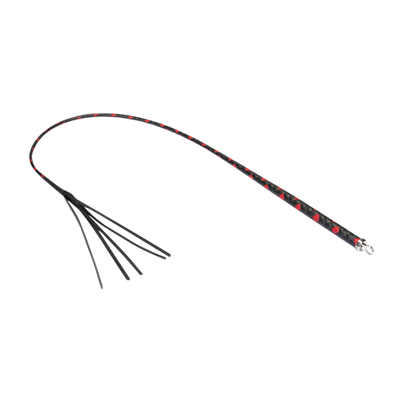 RISE - BDSM Zweep - Feather Single Tail - Zwart/Rood-Erotiekvoordeel.nl