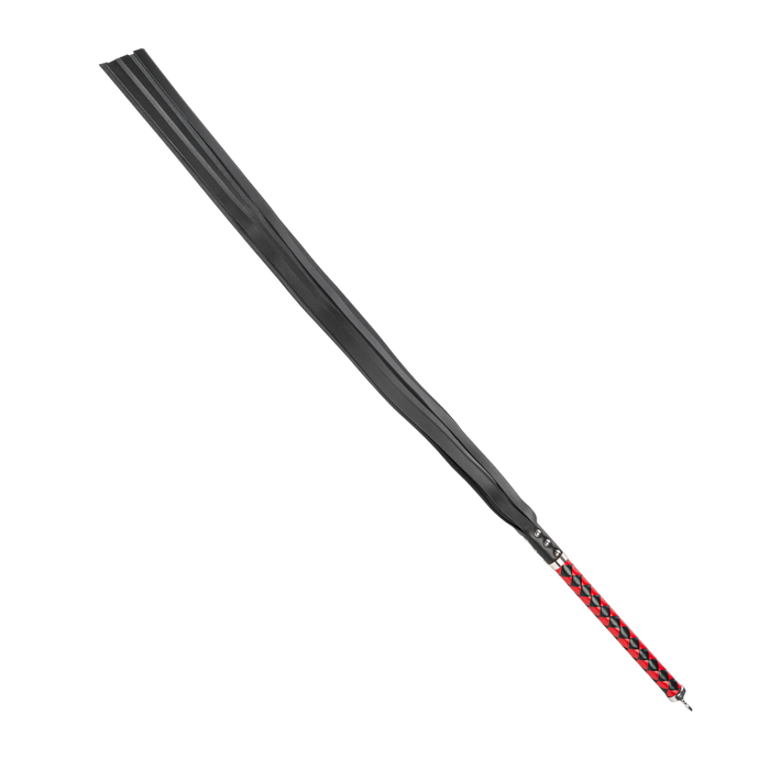 RISE - Lange Flogger met Zachte Strengen - Zwart/Rood-Erotiekvoordeel.nl