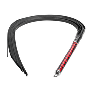 RISE - Lange Flogger met Zachte Strengen - Zwart/Rood-Erotiekvoordeel.nl